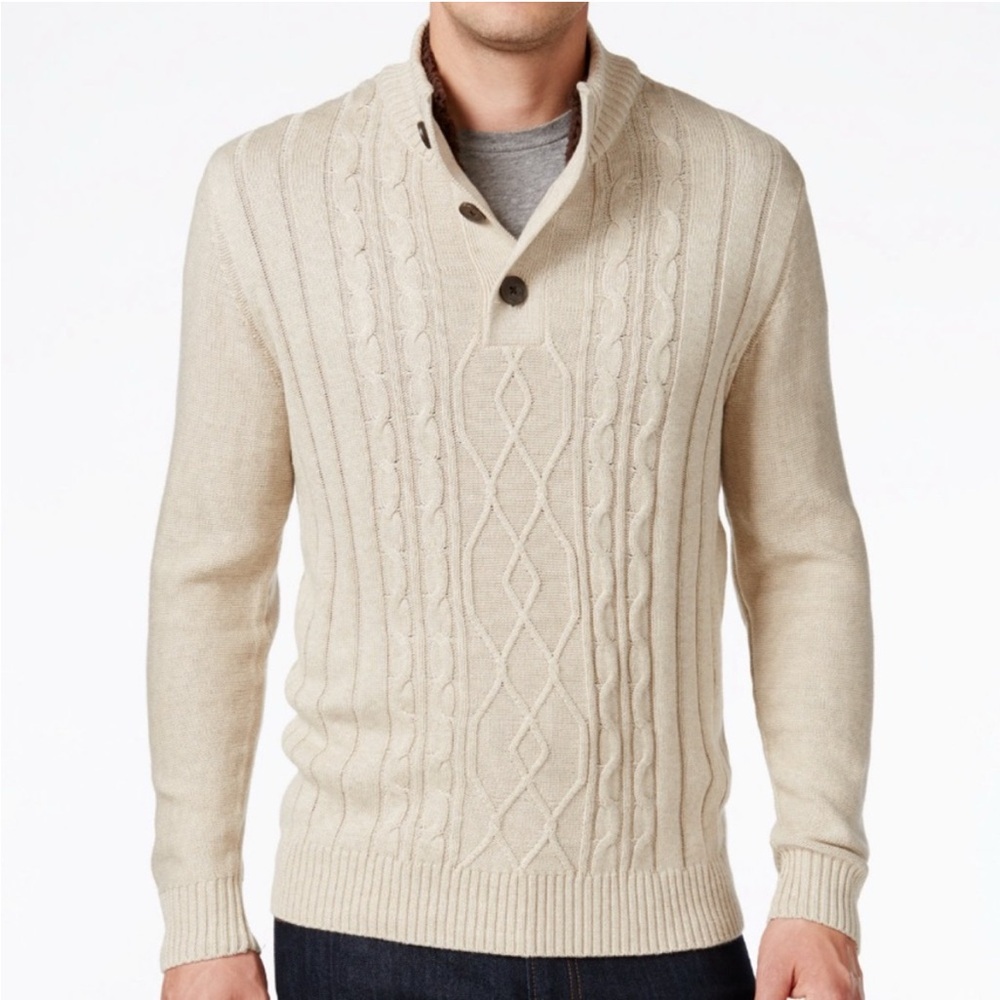 Tricots st Raphael Men's Cream Cable Knit Sweater